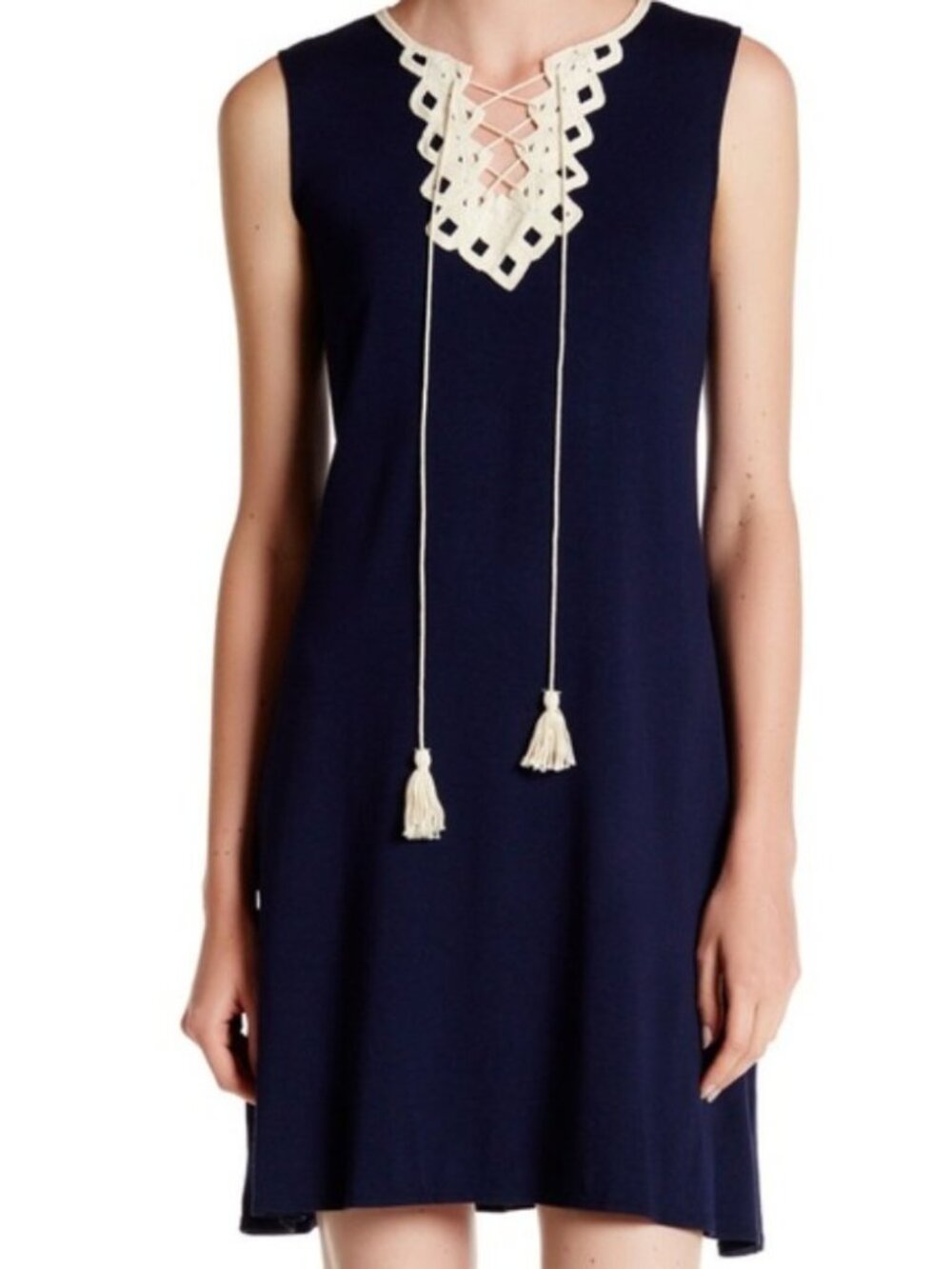 Max Studio Sleeveless Dress with Crochet Trim M